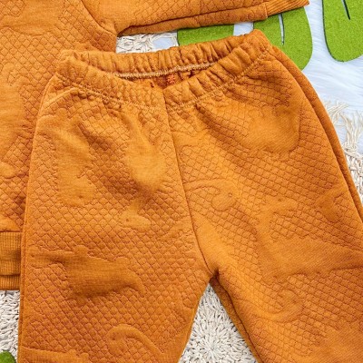 Conj. Blusa Dino com Capuz e Calça Matelasse - Ferrugem